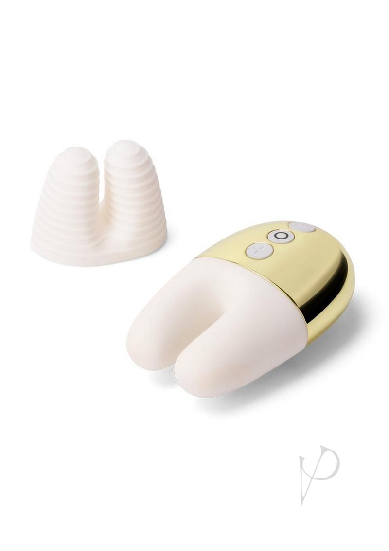Le Wand Double Vibe Rechargeable Silicone Vibrator - White/Gold