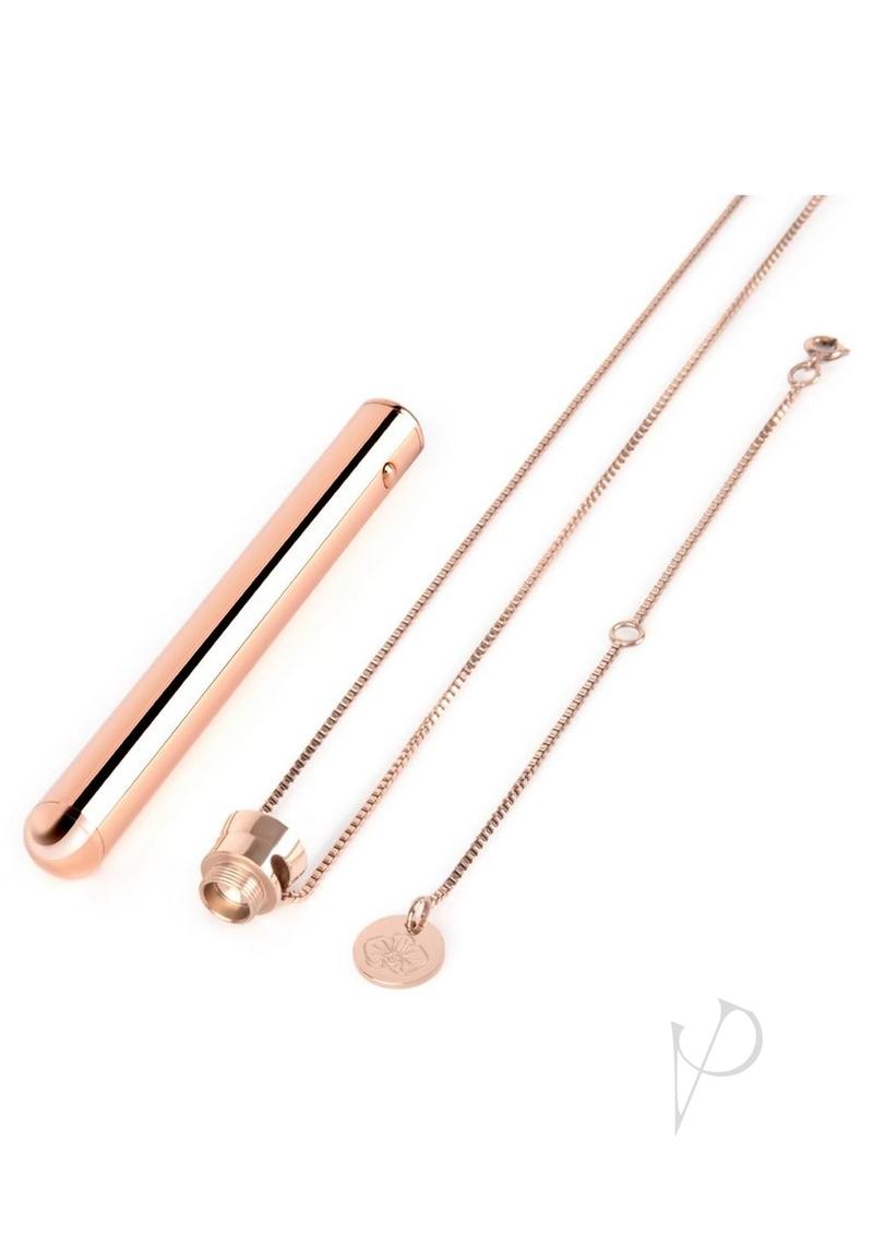 Le Wand Vibrating Necklace Rechargeable Silicone Discreet Vibrator Rose Gold