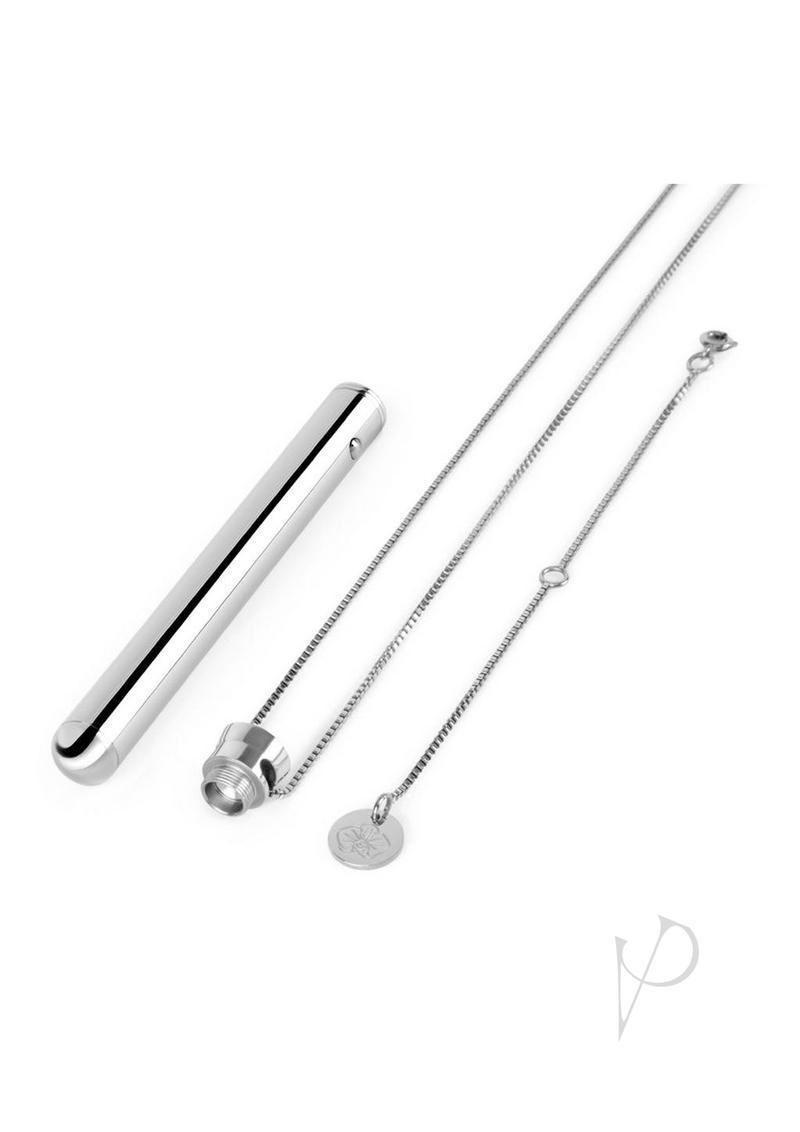 Le Wand Vibrating Necklace Rechargeable Silicone Discreet Vibrator Silver