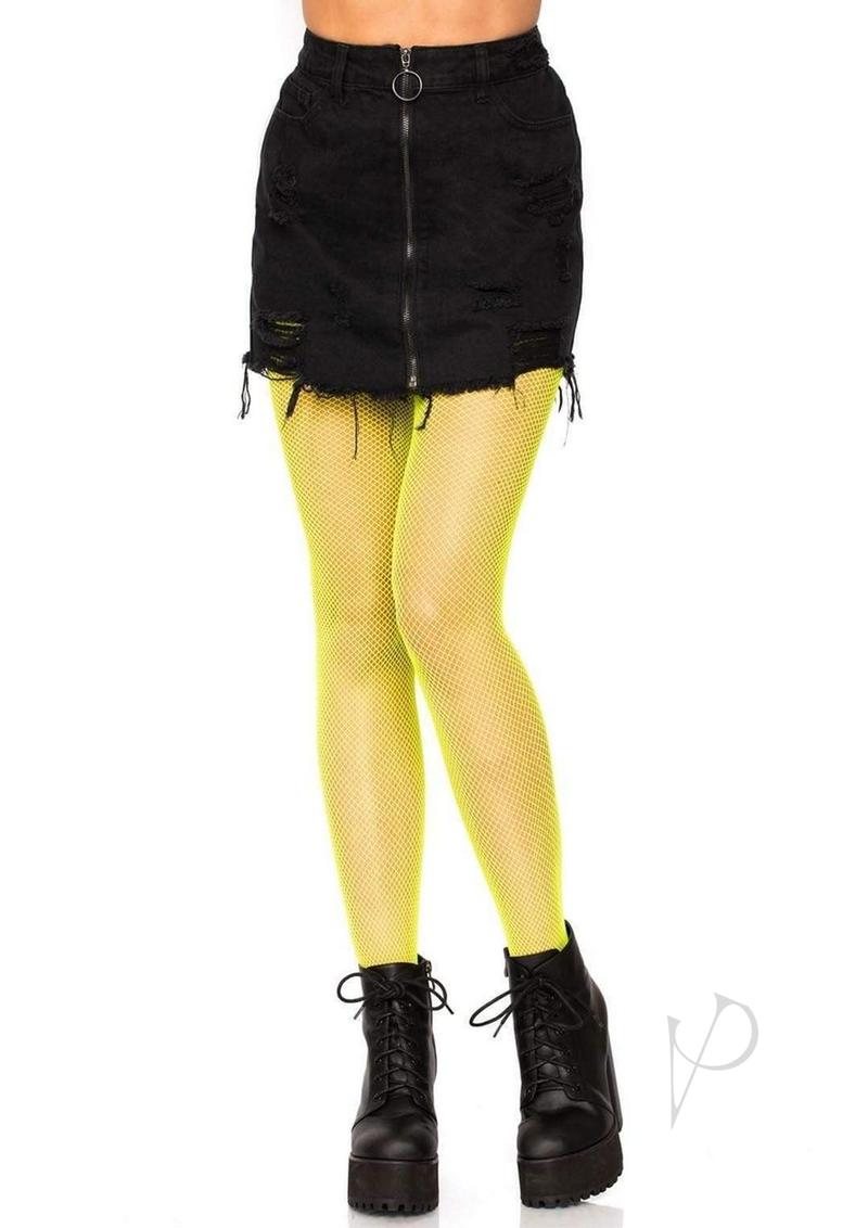 Leg Avenue Nylon Fishnet Pantyhose - O/S - Neon Yellow