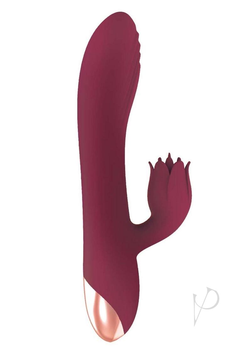 Mystique Venus Rechargeable Silicone Rabbit Vibrator - Eggplant Purple