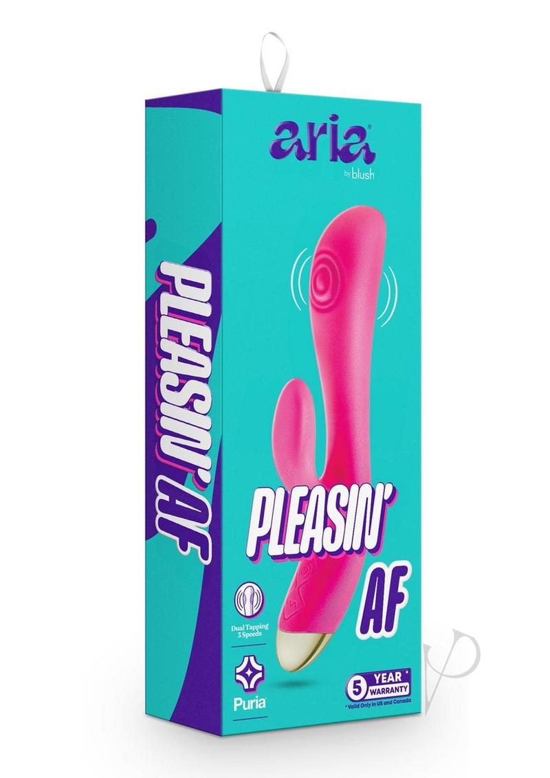 Aria Pleasin' AF Rechargeable Silicone Rabbit Vibrator - Fuchsia