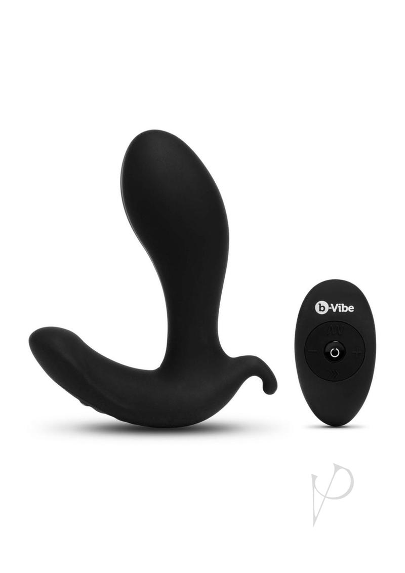 B-Vibe Expanding Rechargeable Silicone Prostate Stimulator with Remote Control - Black