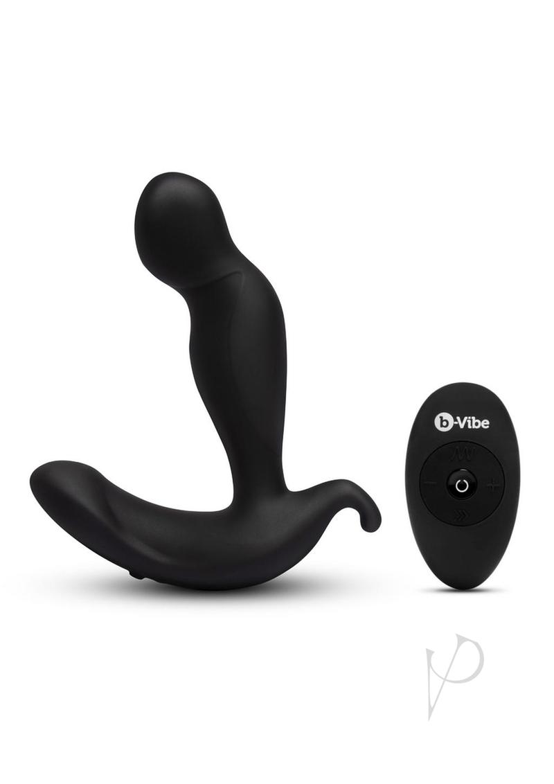 B-Vibe 360 Plug Rechargeable Silicone Rotating and Vibrating Prostate Stimulator with Remote Control - Black