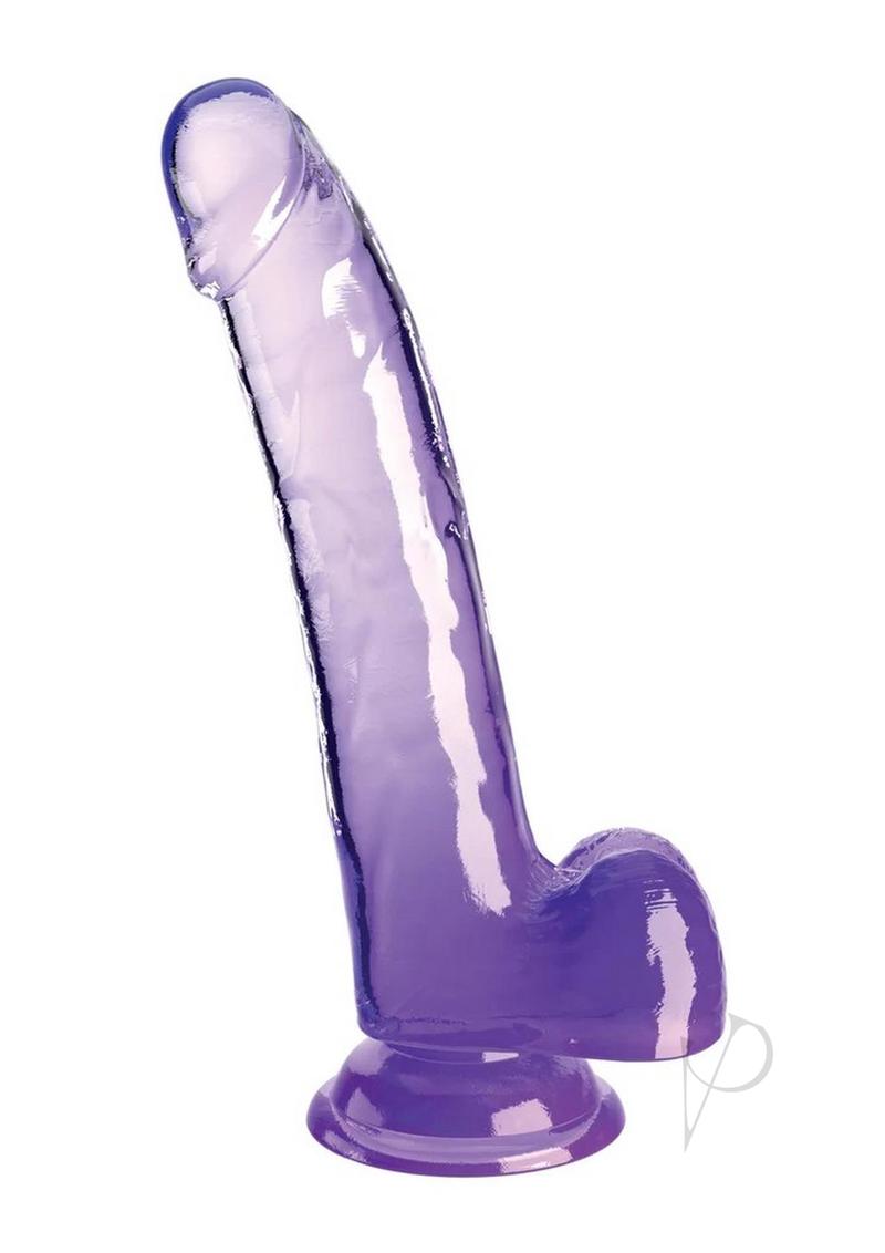 King Cock Clear Dildo with Balls 9in - Purple