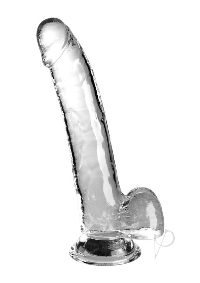 King Cock Clear Dildo with Balls 9in - Clear