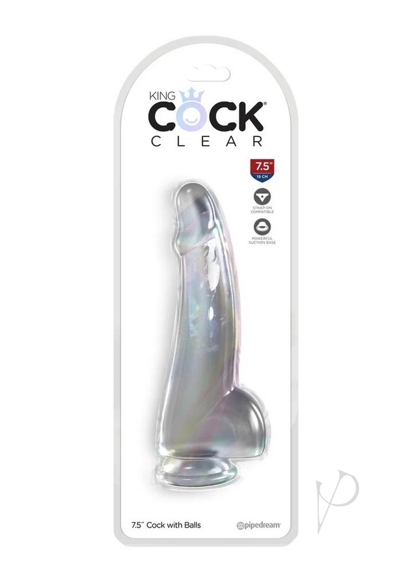 King Cock Clear Dildo with Balls 7.5in - Clear
