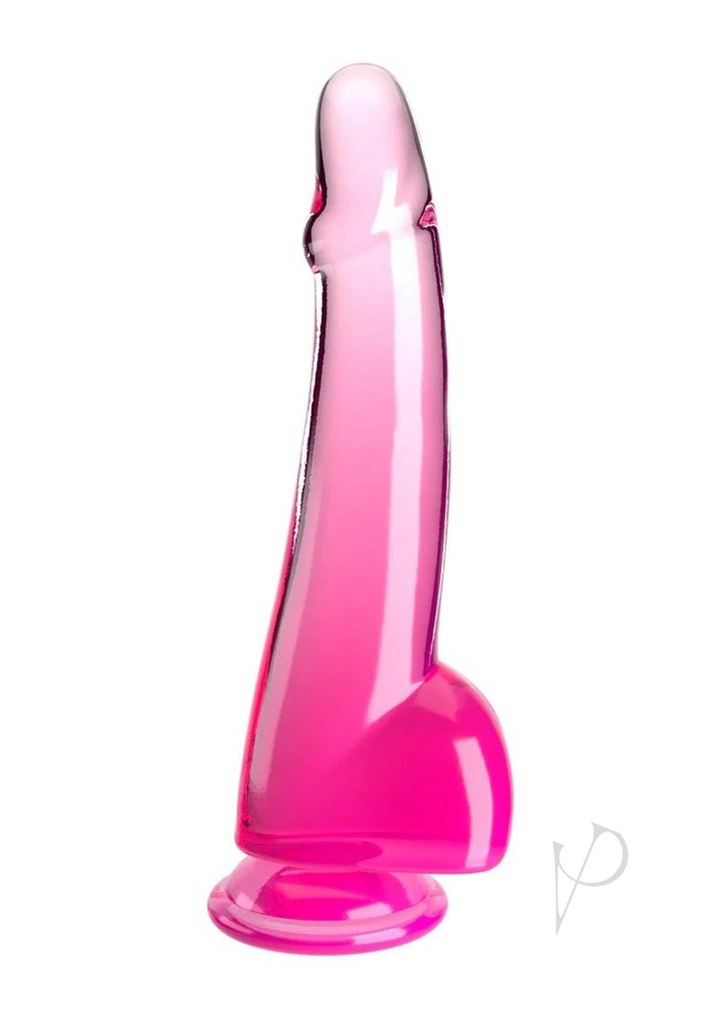 King Cock Clear Dildo with Balls 10in - Pink