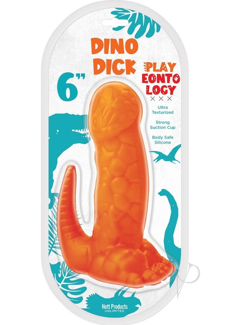 Playeontology Dino Dick Silicone Dildo with Suction Cup 6in - Orange