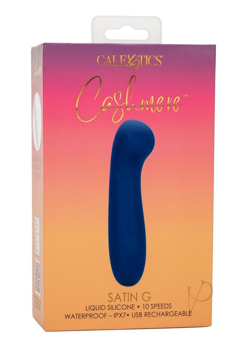Cashmere Satin G Rechargeable Silicone G-Spot Vibrator with Clitoral Stimulator - Blue