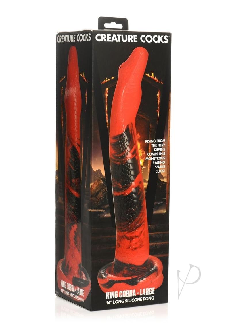 Creature Cocks King Cobra Long Silicone Dildo Large 14in - Red/Black