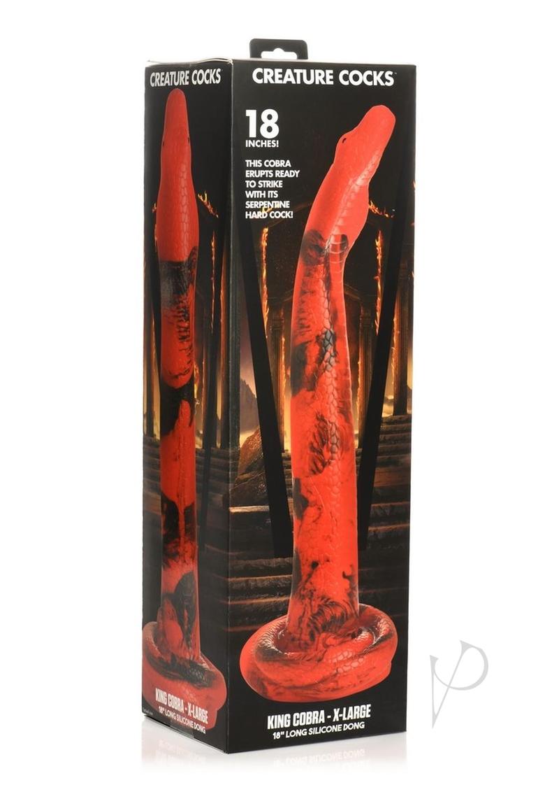 Creature Cocks King Cobra Long Silicone Dildo XLarge 18in - Red/Black