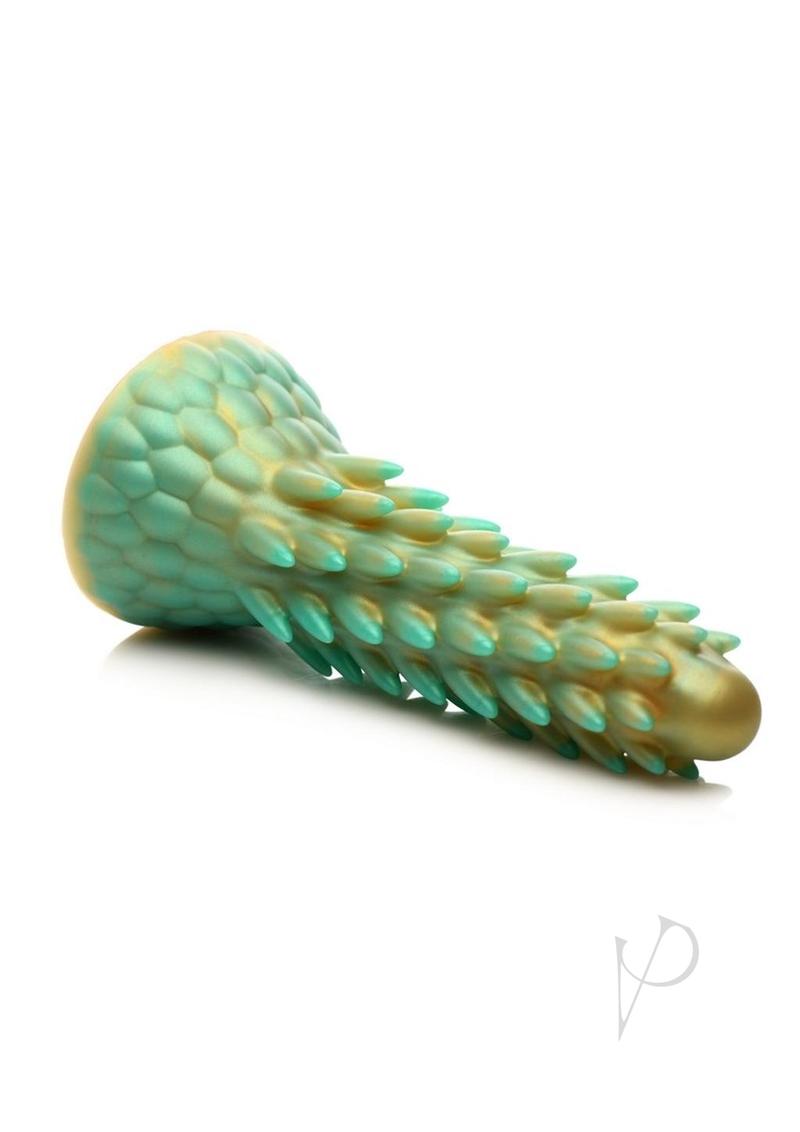 Creature Cocks Stegosaurus Spiky Reptile Silicone Dildo - Teal/Gold