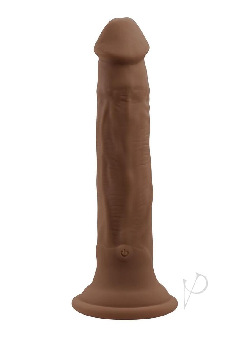 In Thrust We Trust Rechargeable Silicone Dildo with Remote Control - Chocolate