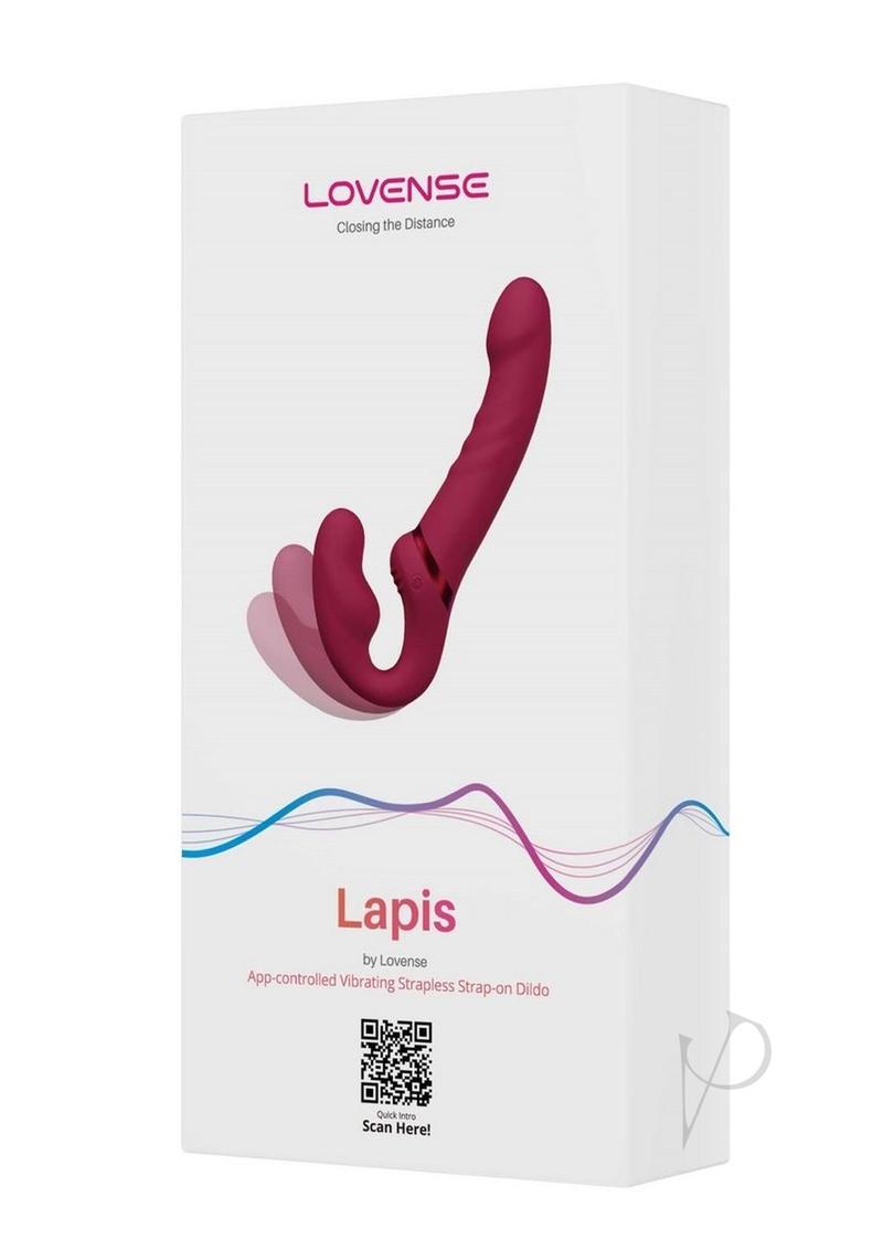 Lovense Lapis Rechargeable Silicone App Control Dual End Strapless Strap-On Vibrator - Magenta