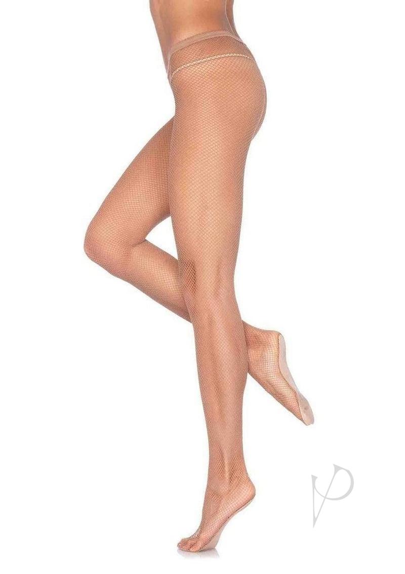 Leg Avenue Professional Fishnet Tights with Nylon/Cotton Sole, No-Roll Waist Band - C/D - Light Toast