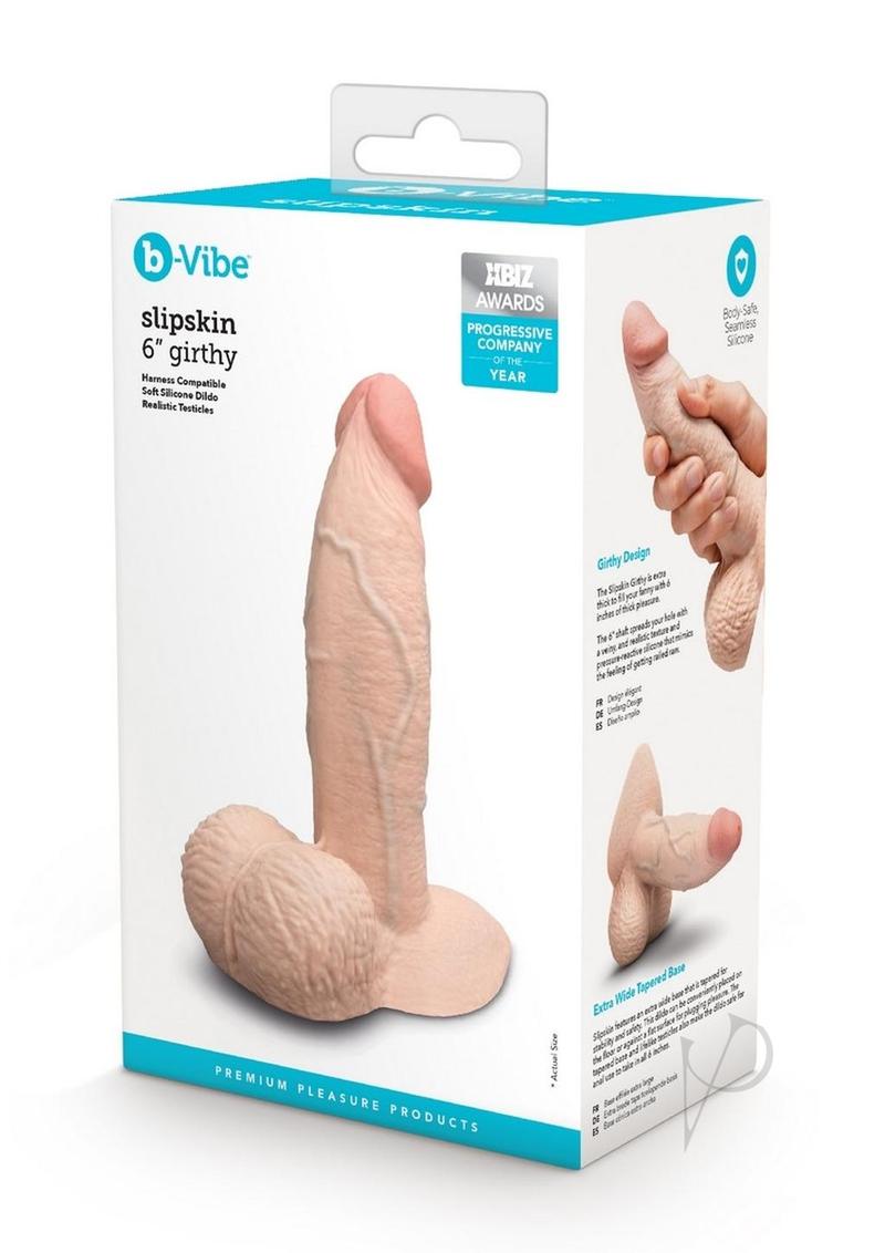 B-Vibe Slipskin Realistic Silicone Girthy Dildo 6in - Vanilla