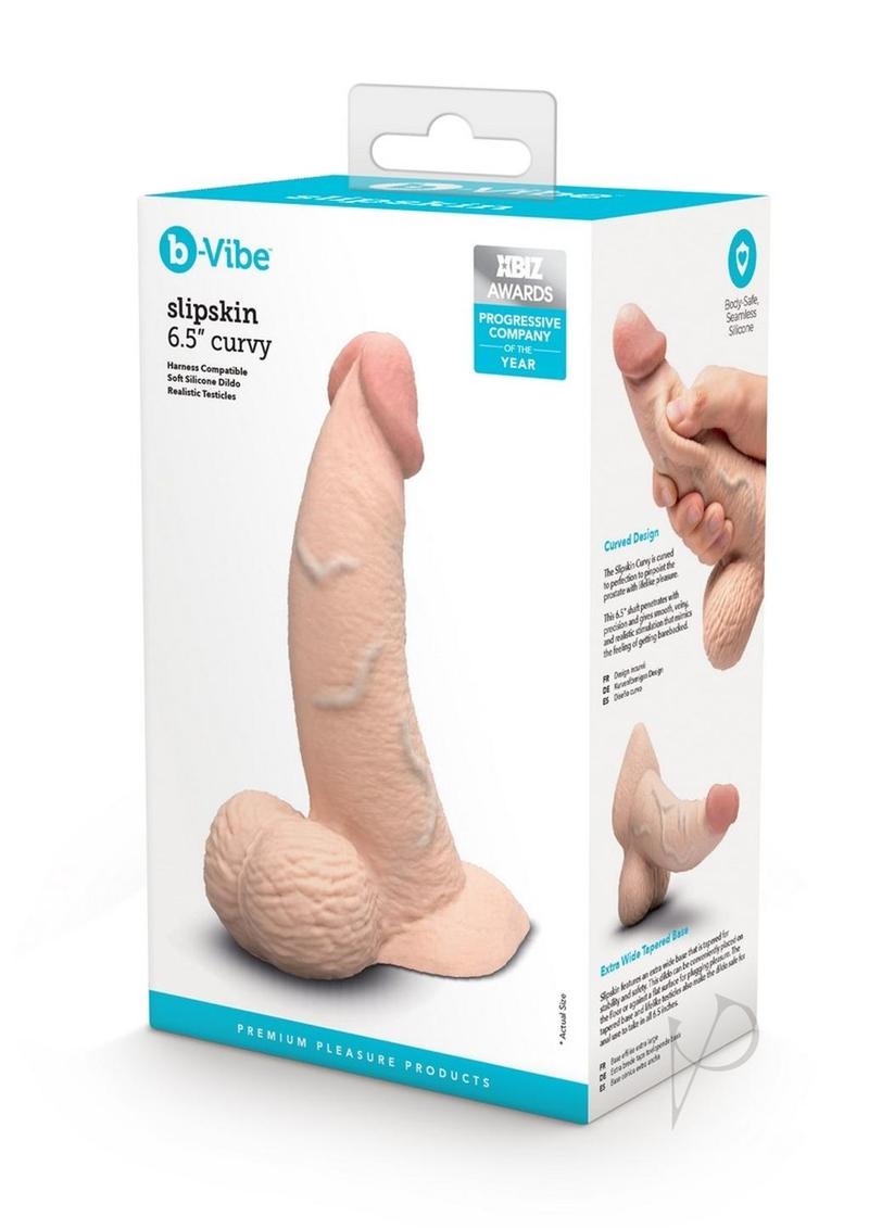 B-Vibe Slipskin Realistic Silicone Curved Dildo 6.5in - Vanilla