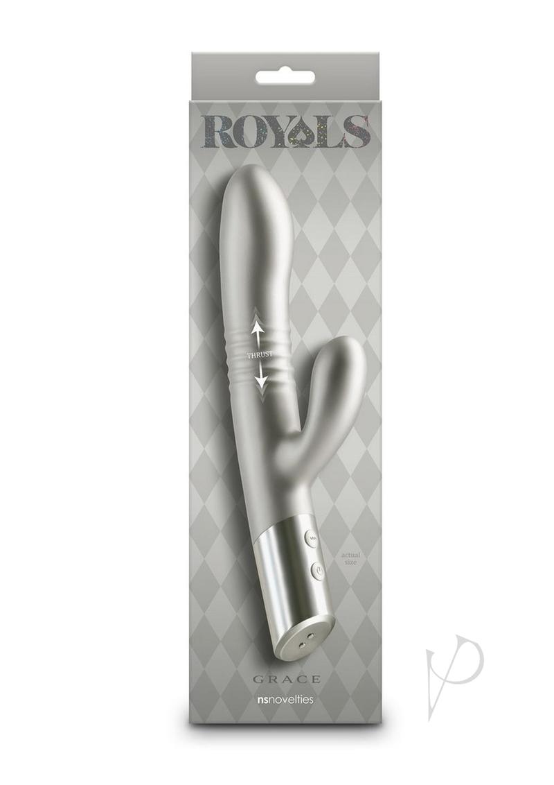Royals Grace Rechargeable Silicone Rabbit Vibrator - Gray