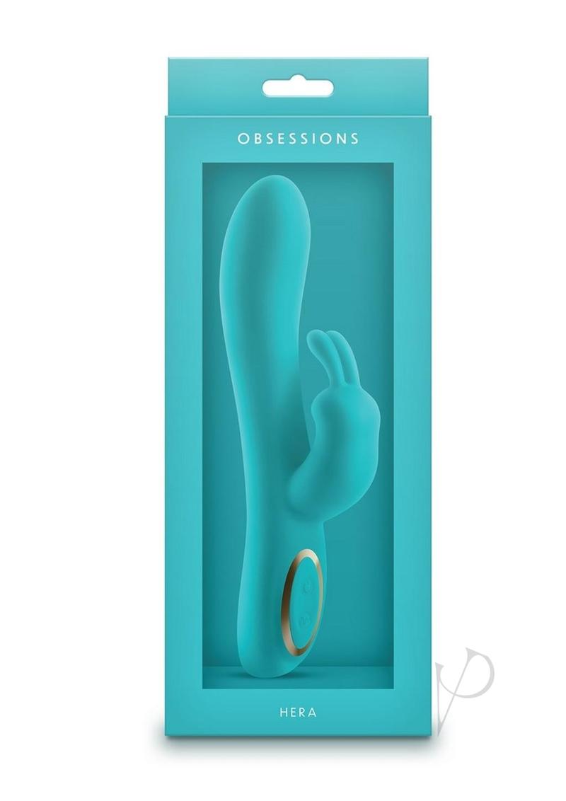 Obsessions Hera Rechargeable Silicone Rabbit Vibrator - Aqua