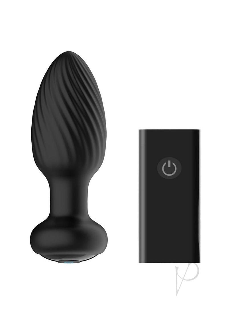Nexus Tornado Rechargeable Silicone Rotating Butt Plug with Remote Control - Medium - Black