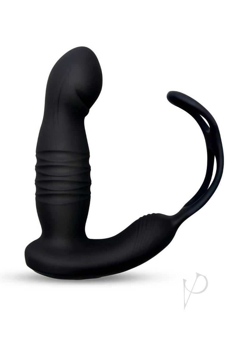 Envy Toys Thruster Rechargeable Silicone P-Spot Vibrator and Dual Stamina Ring with Remote Control - Black
