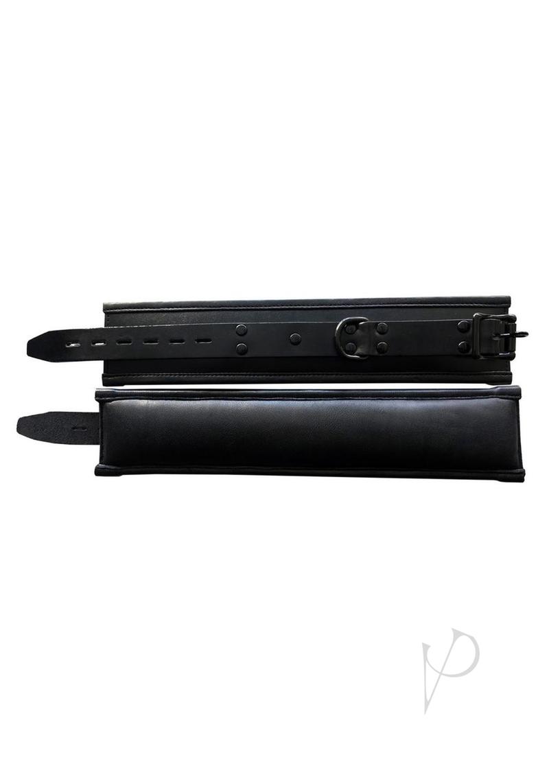 Rouge Padded Leather Wrist Cuffs - Black