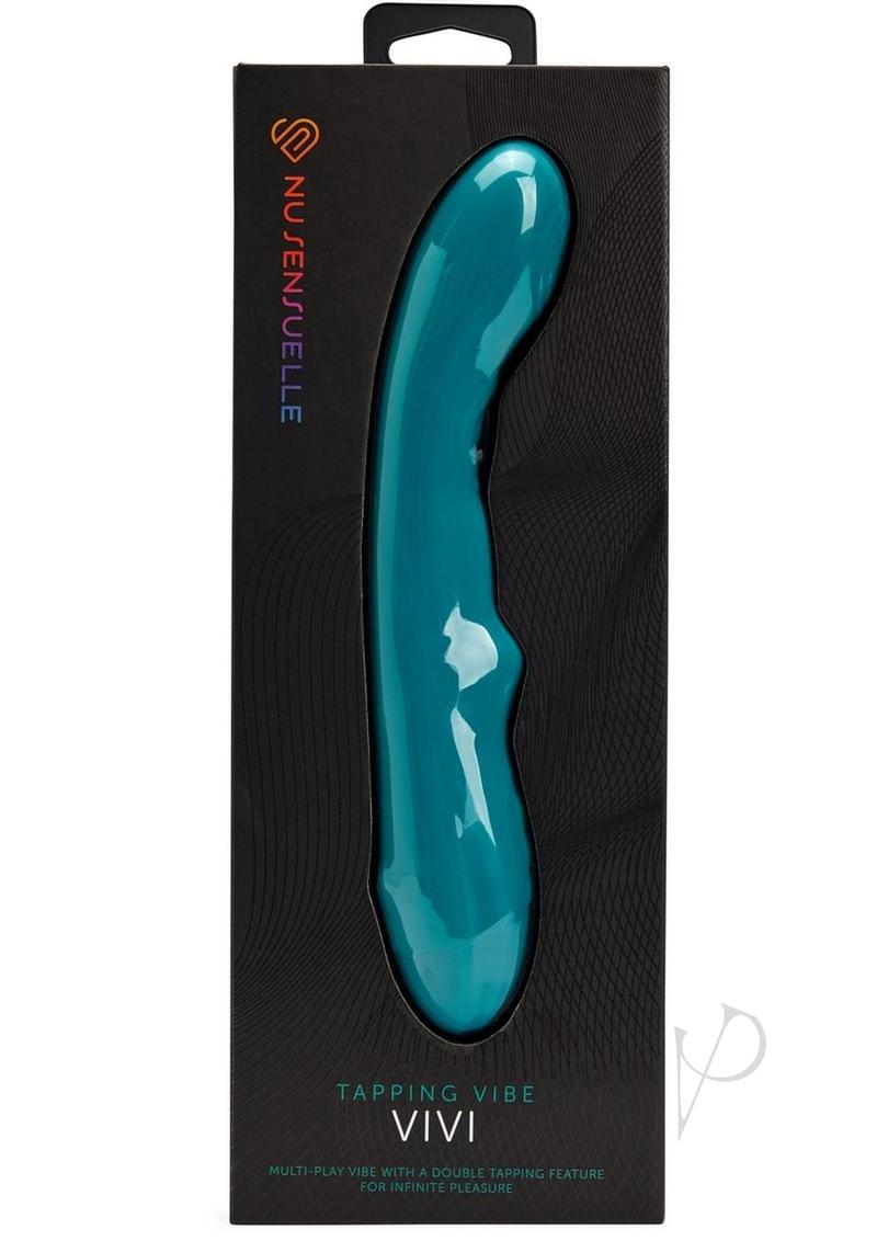 Nu Sensuelle Vivi Rechargeable Silicone Double Tapping Vibrator with Clitoral Stimulation - Emerald Green