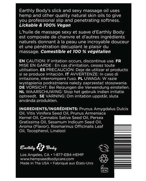 Earthly Body Hemp Seed Edible Massage Oil Banana 2oz