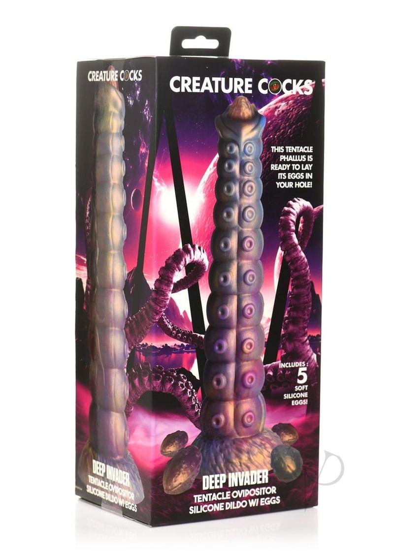 Creature Cocks Deep Invader Tentacle Ovipositor Silicone Dildo - Multicolor