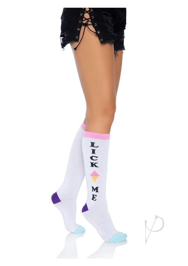 Leg Avenue Lick Me Knee Socks - OS - Multicolor