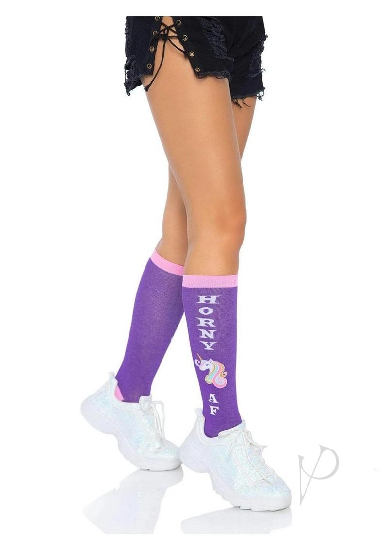 Leg Avenue Horny AF Knee Socks - O/S - Multicolor