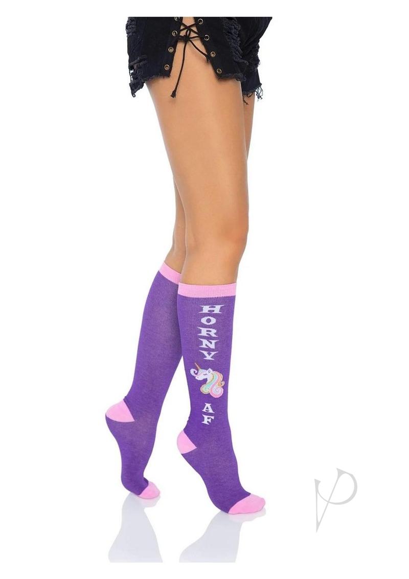 Leg Avenue Horny AF Knee Socks - OS - Multicolor