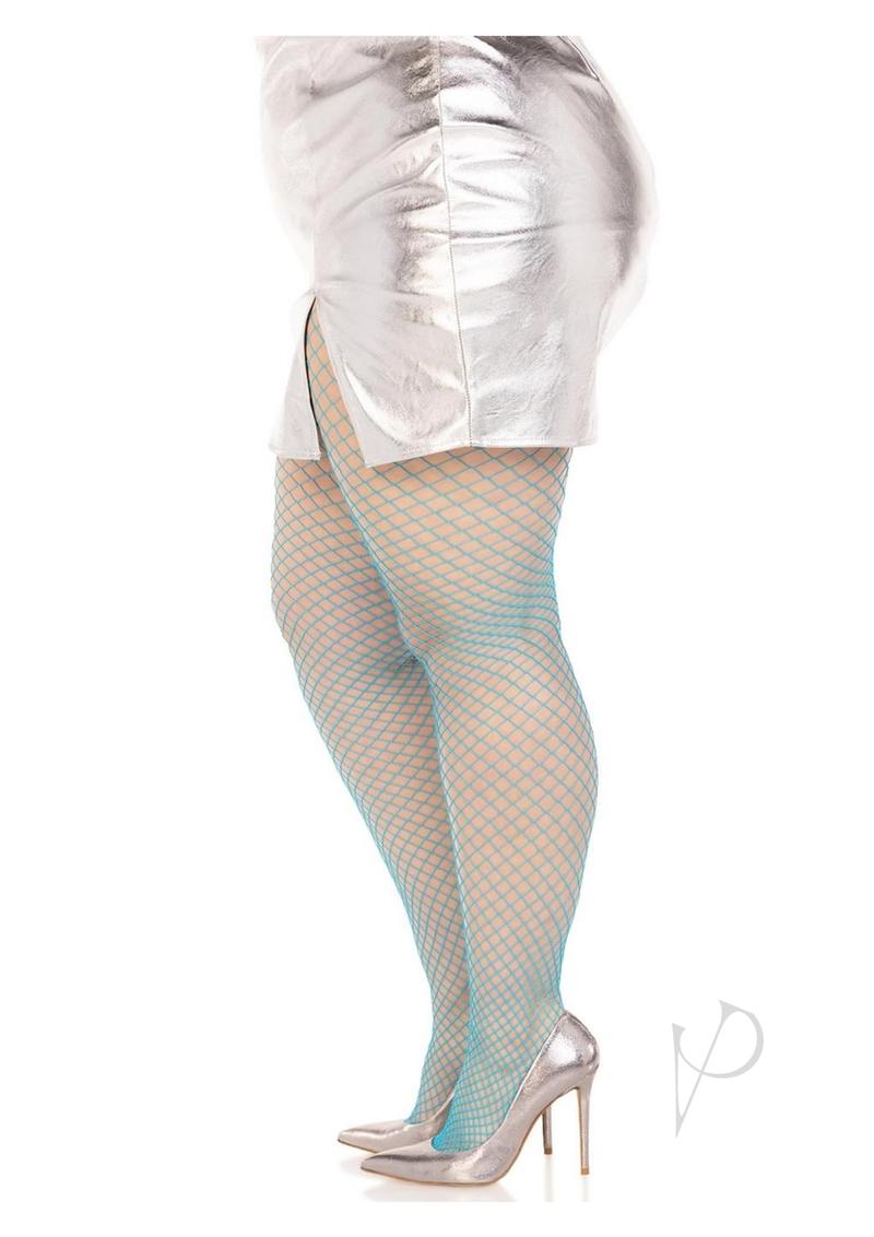 Leg Avenue Spandex Industrial Net Tights - 1X/2X - Neon Blue