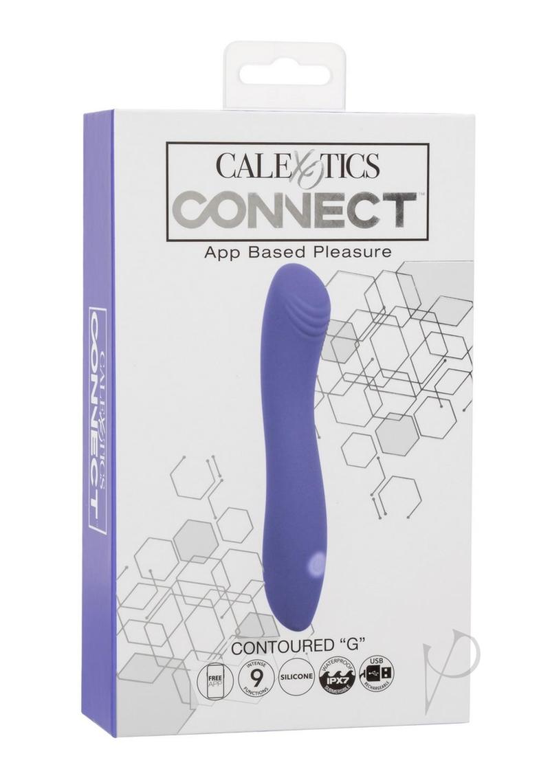 CalExotics Connect Contoured G Rechargeable Silicone App Compatible G-Spot Vibrator with Remote - Purple