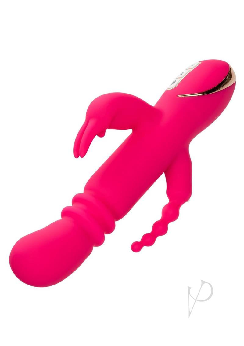 Jack Rabbit Signature Heated Rechargeable Silicone Triple Stimulation Fantasy Rabbit Vibrator - Pink
