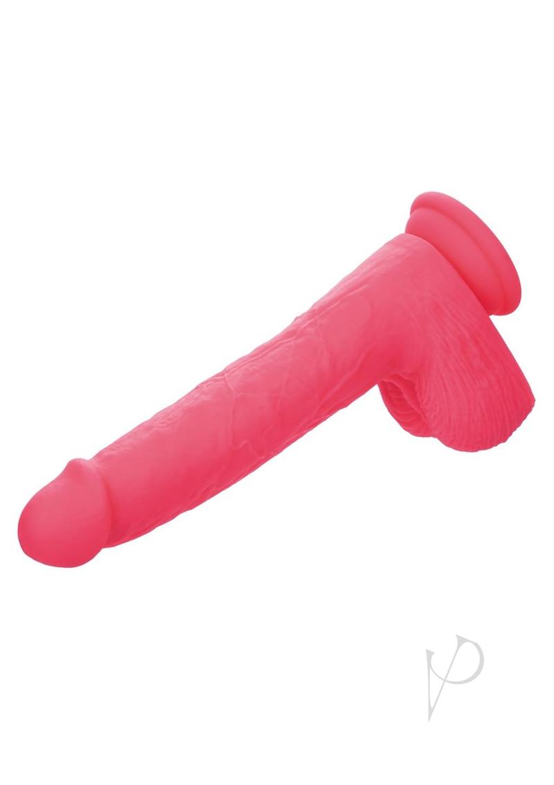 Rumbling and Thrusting Silicone Rechargeable Studs Dildo 7in - Pink