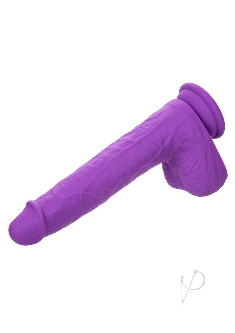 Gyrating and Thrusting Silicone Rechargeable Studs Dildo 7in - Purple