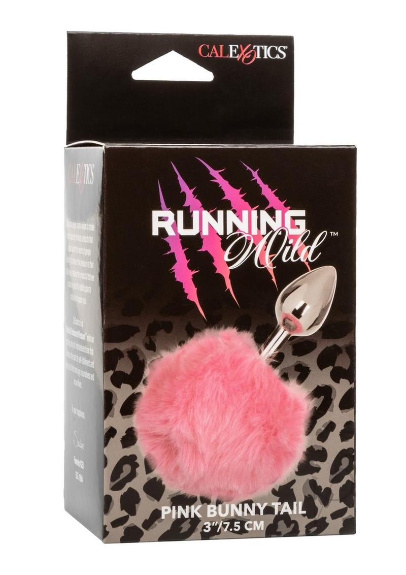 Running Wild Faux Fur Bunny Tail and Metallic Anal Plug - Pink