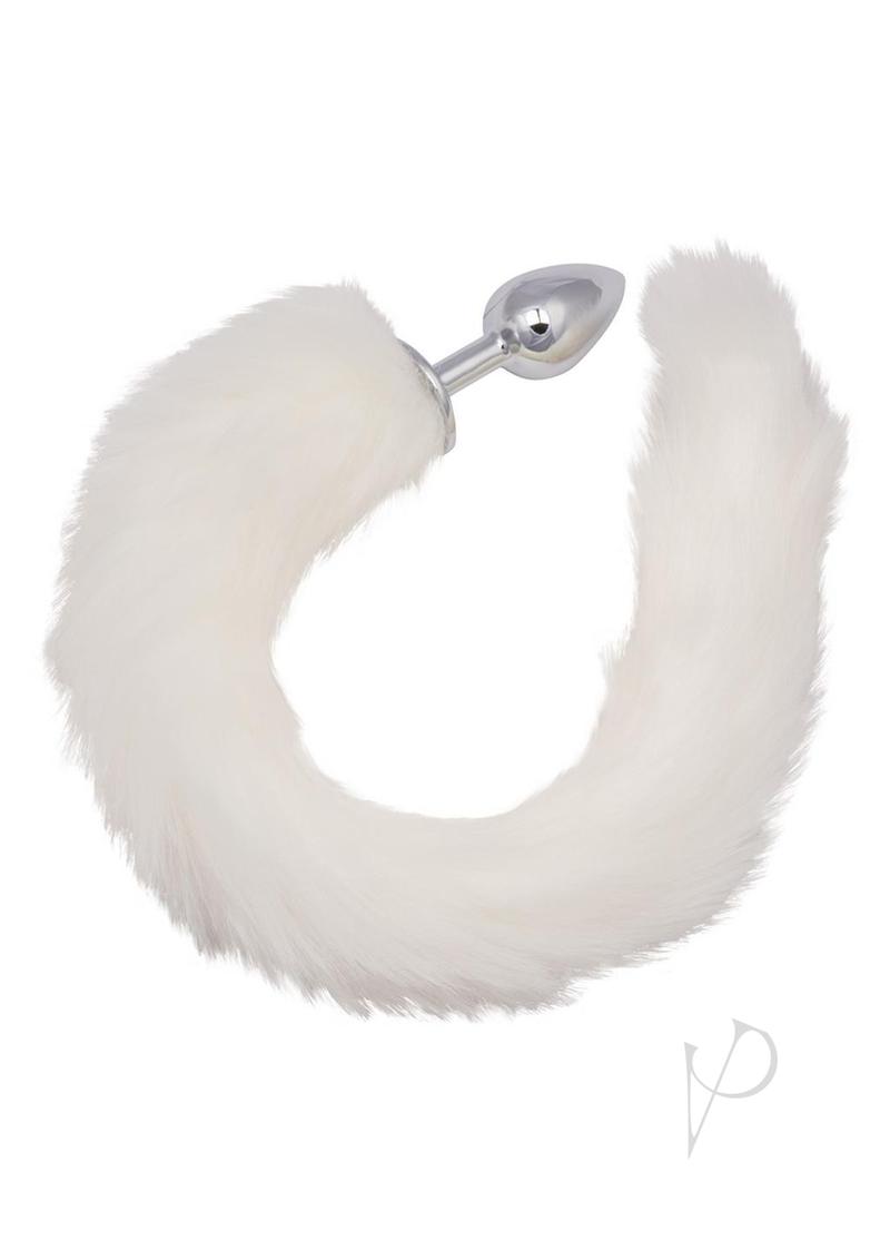 Running Wild Faux Fur Tail and Metallic Anal Plug - White