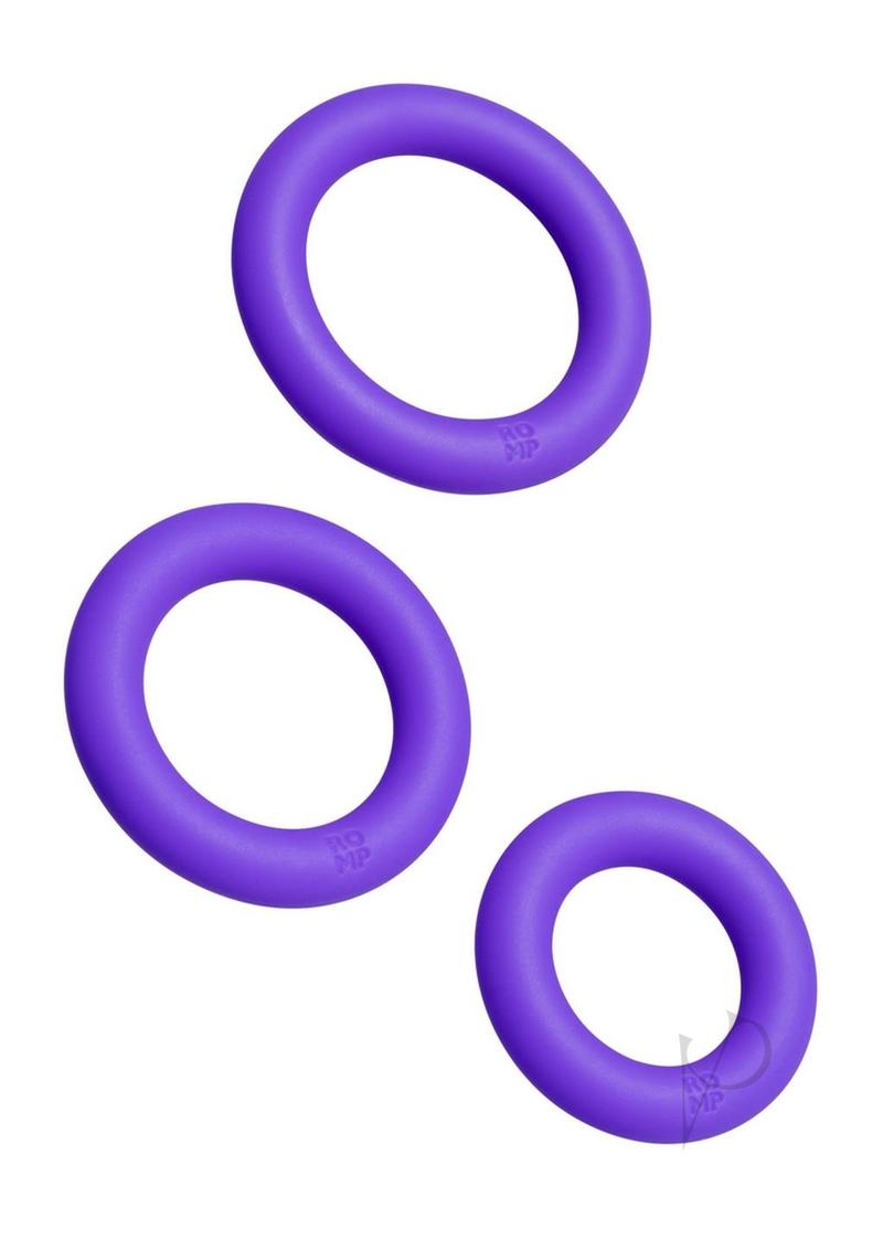 Romp Remix Trio Silicone Cock Rings (3 Piece) - Purple