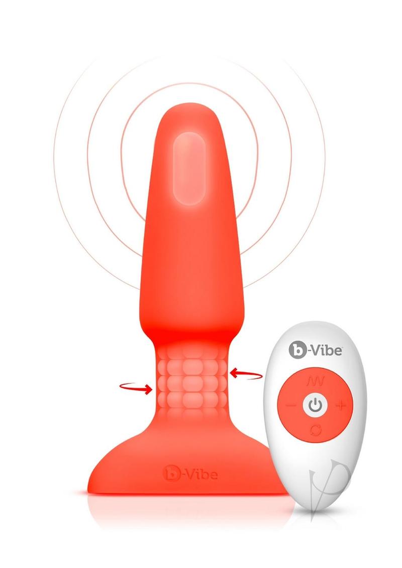 B-Vibe Rimming Plug 2 Rechargeable Silicone Anal Plug with Remote Control - Orange