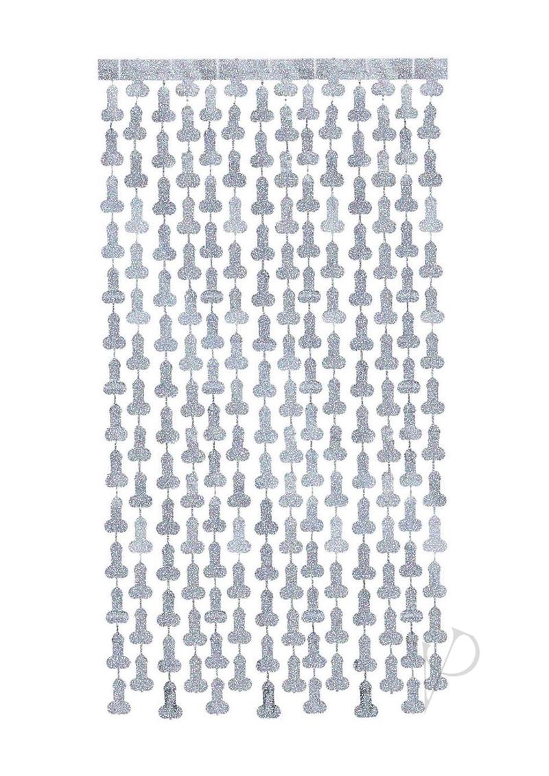 Glitterati Disco Penis Curtains (2 Each 6ft. Panels) - Silver/Black