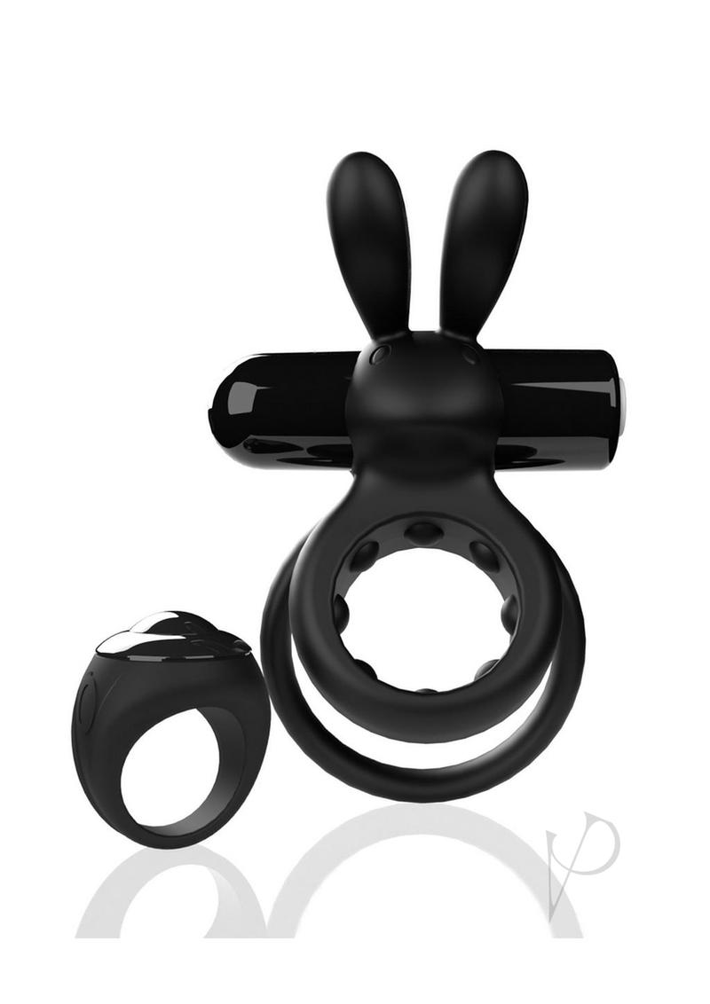 Screaming O Ohare Rechargeable Silicone Vibrating Cock Ring with Remote Control - Black