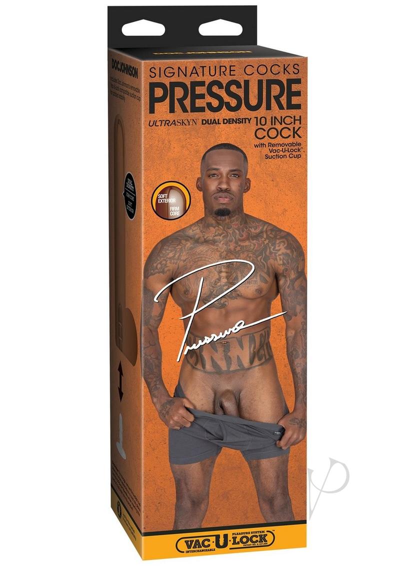 Signature Cocks Ultraskyn Pressure Dildo with Removable Suction Cup 10in - Chocolate