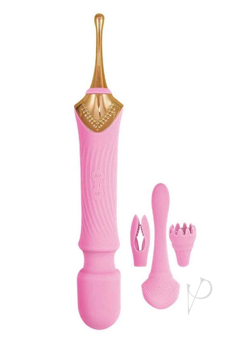 Goddess Pink Elegance Rechargeable Silicone Duel End Vibrator - Pink