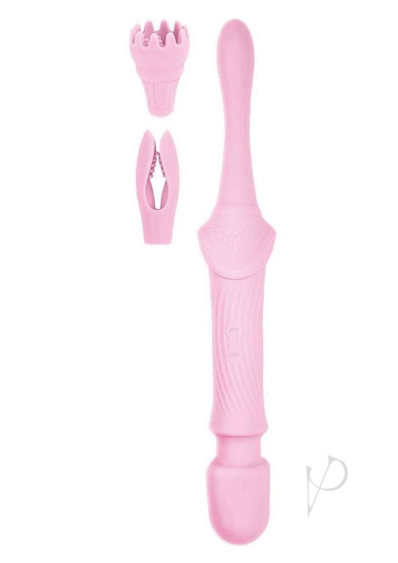 Goddess Pink Elegance Rechargeable Silicone Duel End Vibrator - Pink