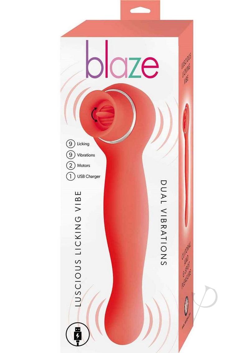 Blaze Luscious Licker Rechargeable Silicone Dual End Vibrator - Coral