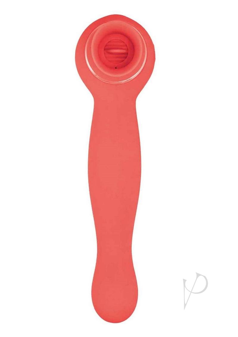 Blaze Luscious Licker Rechargeable Silicone Dual End Vibrator - Coral