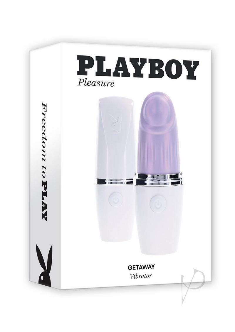 Playboy Getaway Rechargeable Silicone Lipstick Vibrator - White/Lavender